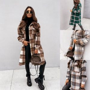Women's jacket European and American ins women's autumn and winter y2k long-sleeved plaid printed shirt jacket loose jac