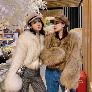 Women's fur coat new style short imitating fox and raccoon fur trumpet sleeves fashion western style thick fur coat coat wome