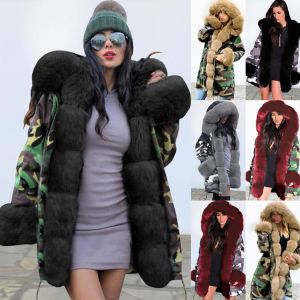 Brand New Style Big Wool Collar Winter Coat Women Clothes Warm Thick Loose Coats Casual Hooded Long Sleeve Jacket Coat Female