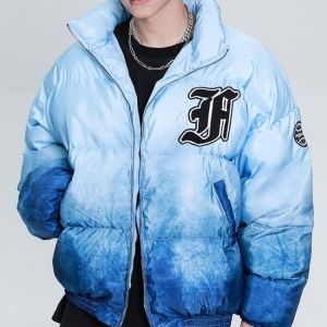 Winter gradient cotton padded jacket female 2021 new ins winter warm Korean version of loose couple jacket youth padded jacket