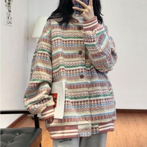 2021 baseball uniform jacket female students fall/winter new style stand-up collar long-sleeved retro loose wild jacket