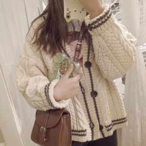 2020 New Autumn Sweater Women Sweet Casual Cardigan Korean Students V-neck Single Breasted Female Knitted Thick Cardigans W94