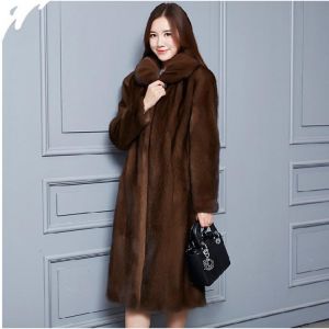 Mink coat women's whole mink mid-length new middle-aged and elderly mink fur coat large size was thin and warm