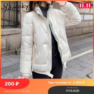 Yitimoky Short Coat Winter Slim Woman Jacket Cotton Fashion Warm Solid Stand Collar Outwear Female Puffer Casual Harajuku Clothe