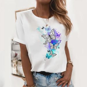 New Woman 2021 Ropa Mujer Plus Size Summer Clothes For Women Casaul Tops O Neck T-shirtsOversized Butterfly Short Sleeve TShirt