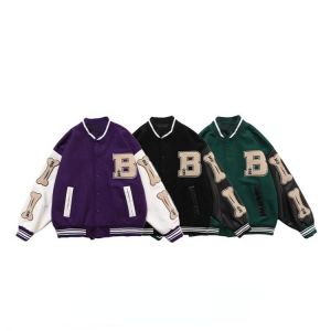 Women Coats and Jackets Hip Hop High Street Bomber Jackets Baseball Uniforms 2021 New Female Casual Loose Stitching Jacket Tops