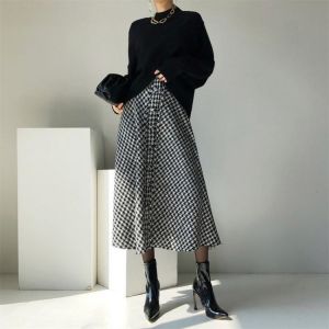 HziriP 2021 Autumn 2 Piece Sets Knitted Sweaters Pullovers OL Office Lady Retro High Waist Hot Women Long Skirts New Loose Suits