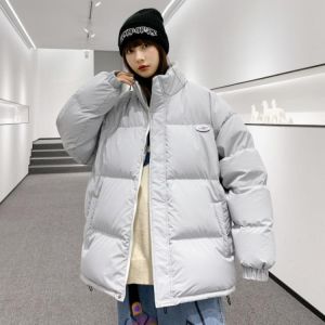 Women Hip Hop Puff Jacket Winter Youth Stand Collar Oversize Warm Padded Coat Outwear Korean Style Female Puffer Street Jacket