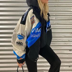 2021 new American retro letter print jacket coat women Y2K high street fashion trend baseball uniform couple casual loose jacket