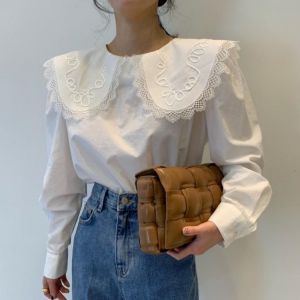 Alien Kitty OL Casual Girl Brief Lapel Sweet New Women 2021 Female Shirts Elegant Office Lady Lace Minimalist Loose Fashion Tops
