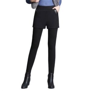 Women Plus Velvet Without Velvet Thickening Fake Two-piece Legging 2021 Female Winter Stretch Trousers Warm High Waist Pant A425