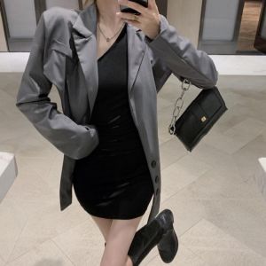 Hzirip 2021 New Autumn Women Two-Piece Suit Single-Breasted Fashion Classic Long-Sleeved Blazer Mature All-Match A-Line Dress