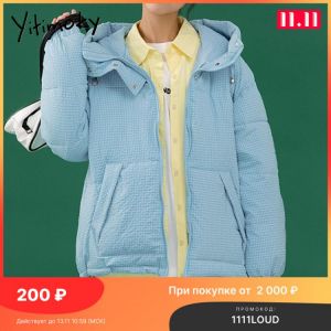 Yitimoky Woman Jacket Stand Collar Korean Chic Short Coat Cotton 2021 Winter Clothing Fashion Warm Female Zippers Padded Parkas
