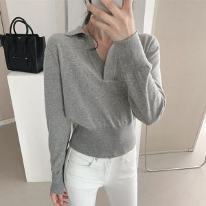 Alien Kitty 2021 New Arrival Fashion Casual Women Sweaters Autumn Winter Clothes Solid Long Sleeve Lapel Office Wear Pullovers