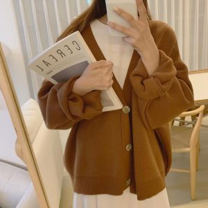 Thick Sweater Women's Oversized V-neck Cardigan 2021 Autumn Winter Fashion Knitted Loose Top Casual Fashion Women's Warm