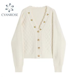 Women Korean Sweater Knitted Cardigans Lazy Style Ladies O-neck Long Sleeve Fashion Coat Casual Loose Button Knitwear Top Tide