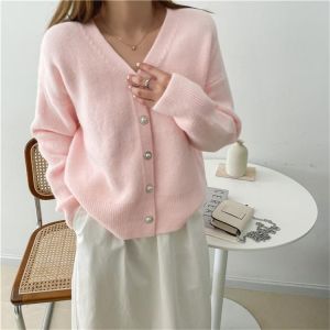 Alien Kitty Minimalist Elegant Women New Cardigans Sweaters High Quality Solid Autumn 2021 OL Warm Chic Stylish Knitted Coats