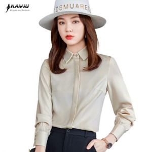 Chiffon Shirt Women 2021 New Simple Fashion Temperament Casual Long Sleeve Slim Formal Apricot Blouses Office Ladies Work Tops