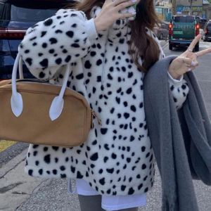 Autumn Winter Casual Long Sleeve Coat For Women Front Zipper Loose Leopardo Print Outwear Overcoat Femme Fashion Cloak 2021
