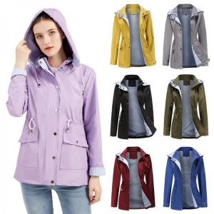New Autumn And Winter Windbreaker Women Detachable Hooded Long-sleeved Zipper Large Size Coat Raincoat Windbreaker Women