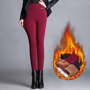 Women Thicken Winter Warm Leggings Plus Velvet High Waist Elastic Pencil Skinny Stretchy Pants Outwear Oversize S To 6XL