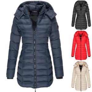 Winter Jackets for Women Down Jacket Zipper Hooded Jackets Long Sleeve Warm Coat Slim Hooded Parka Female Portable Outwear