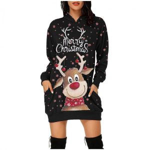 Fashion Mini Dress Merry Christmas Prints Dresses For Women 2021 Bag Hip Pocket Long Sleeves Dress Pockets Vestidos De Mujer