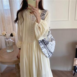 Alien Kitty Hot Sweet Stylish Gentle Loose Solid Vestidoes Comfortable Long Sleeves Lace 2021 Hot Early Elegant Autumn Dresses