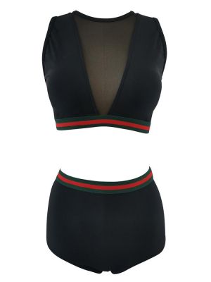 Plus Size Bikini 2021 Sexy Mesh Patchwork Swimwear Women Swimsuit Female High Waist Bikini Set Two Pieces Bathing Suit Beachwear