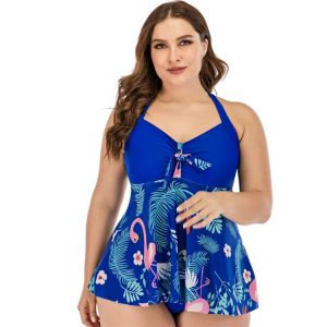 2022 Plus Size 3XL 4XL Beachwear Flower Women Large Bandeau Bathing Suit Newest Swim Dress Two Pieces Swimwear