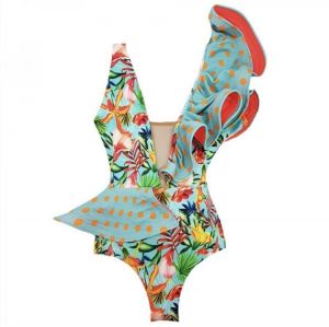 2020 Women One Piece Swimsuit Strappy Bandege Swimwear Backless Sexy Ruffled Bikini Bathing Suit Beachwear Monokini