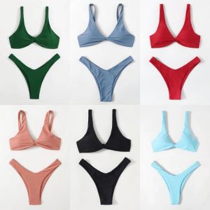 ZTVitality Solid Tie Sexy Bikini 2021 Hot Sale Padded Bra High Leg Bandage Push Up Bikini Set Brazilian Swimsuit Women Swimwear
