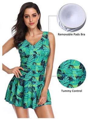 Women Sexy Ladies Swimming Skirt  Solid Bandage Push Up Swimsuit Padded One Piece Swimwear Bathing Suits