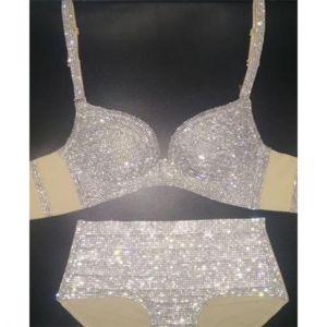 2021 vacation new style diamond bikini  bandage open swimwear push up rhinestone bling stones swimsuit sexy women swim