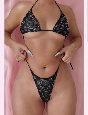 GU22  crystal bikini black swimsuit women swimwear