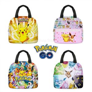 Pokemon Pikachu Cartoon Anime Student Lunch Box Bag Insulated Bag Cute Portable Portable Lunch Bag Waterproof Picnic Bag Gift