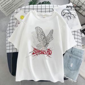 100% Cotton Women's T-shirt Graphic Top Harajuku Retro Korean Style Dark Punk Gothic Anime Print Clothes Tees Best Seller