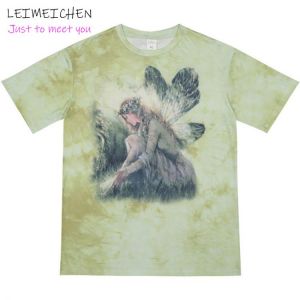 Tie-Dye Short Sleeve T-Shirt Hip-Hop Loose Harajuku Style Short-Sleeved Couple T-Shirt Gradient Female Elf Printed T-Shirt Top