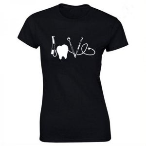 Love Dentist Dental Print Cotton Casual  Tshirt Women Funny T Shirt for Lady Streetwear Regular Top Tee