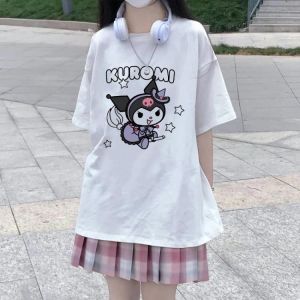 Summer Kawaii T-shirt Anime Print Tops For Women 2021 Casual Loose Tee Oversized T-shirt Harajuku Street Clothes Kpop Tоп