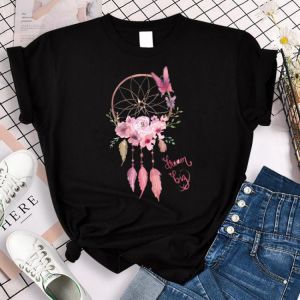 Urban Women's Summer Short Sleeve T-shirts Fairy Grunge Dream Catcher Cartoon Printed Tshirt For Girls Anime Female T Shirt T