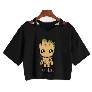 Baby Groot Kawaii Cartoon Tshirt Harajuku Cool Graphic Tee Cute I Am Groot Hip Hop Streetwear 90s Funny T Shirt Women T-shirt