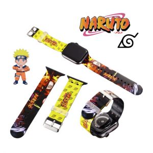NARUTO Uzumaki Apple Watch Band for IWatch Strap 1 2 3 4 5 6 Silicone 44 42 40 38mm Cartoon Anime Print Replacement Bracelet