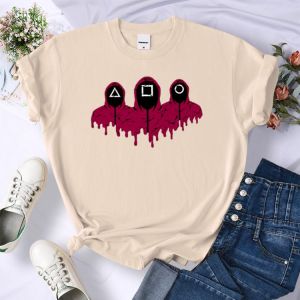 Selling Squid Game Printing Woman T-shirt Casual Anime T-shirts Fashion Comfortable T Shirts Crewneck Oversize Tshirt Woman