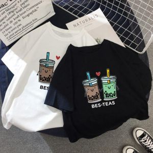 Kawaii Anime Bubble Tea Funny T Shirt Women Harajuku Y2K Cute Graphic T-shirt Manga Grunge Tshirt Summer Casual Top Tees Female