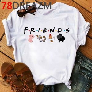 New Vegan T Shirt Women Kawaii Cartoon T-shirt Plus Size Unisex Friends Not Food Graphic Tees Korean Style Hip Hop Tees Female
