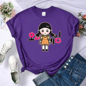 Korean TV Squid Game T Shirt Men Kawaii Cartoon Summer Tops Girl Graphic Tees Unisex Harajuku Fashion T-shirt Male