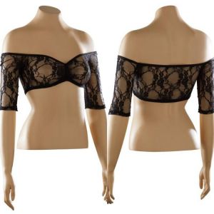Women Seamless Arm Shaper Half Sleeve Strapless Sexy Off Shoulder Lace Crop Top