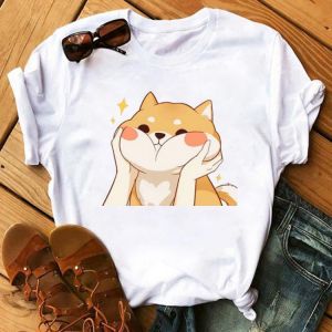 ZOGANKIN  Harajuku Women T-Shirt  Lovely Shiba Inu Doge Print Summer Korean Streetwear Girls Chic Casual Tops Tees