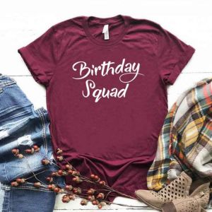 Women T Shirt Birthday Squad Letters Print Tshirt Women Short Sleeve O Neck Loose T-shirt Ladies Causal Tee Shirt Tops